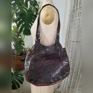 Y2K Leather Floral Embossed Shoulder Bag